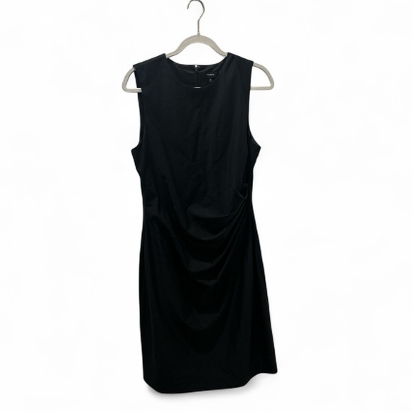 THEORY Jorianna Rubric Black Sleeveless Scoop Neck Cinched Mini Dress - Picture 4 of 9